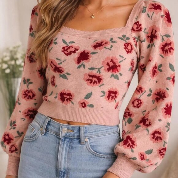 Willow & Wind Sweaters - Dustry Rose Cropped Sweater - Willow & Wind